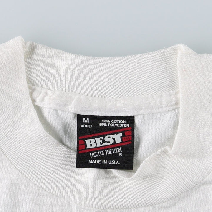 90'S Fruit of the Loom Best Print T-Shirt, Made in USA, Men's Size M (approx.), Vintage cotton white type Vintage Second Hand