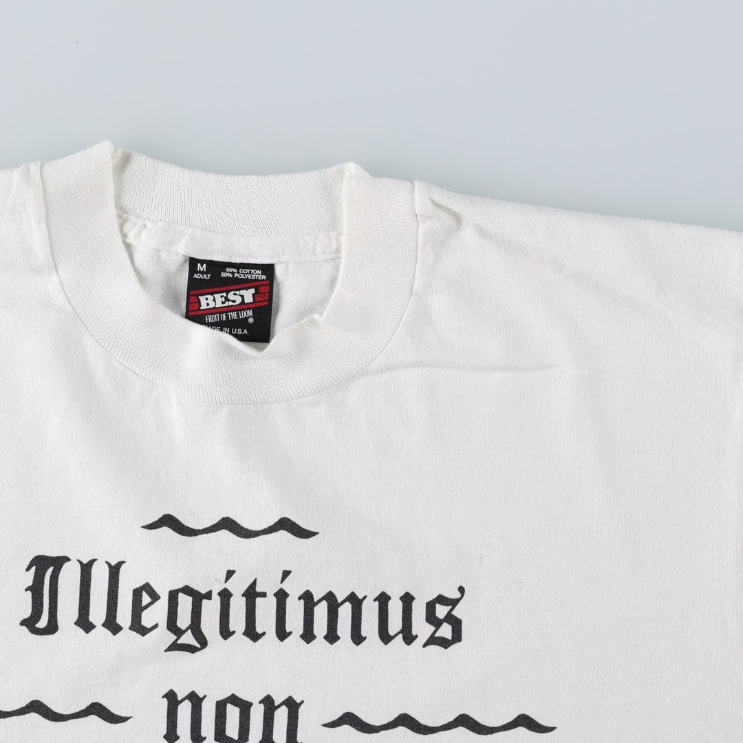 90'S Fruit of the Loom Best Print T-Shirt, Made in USA, Men's Size M (approx.), Vintage cotton white type Vintage Second Hand