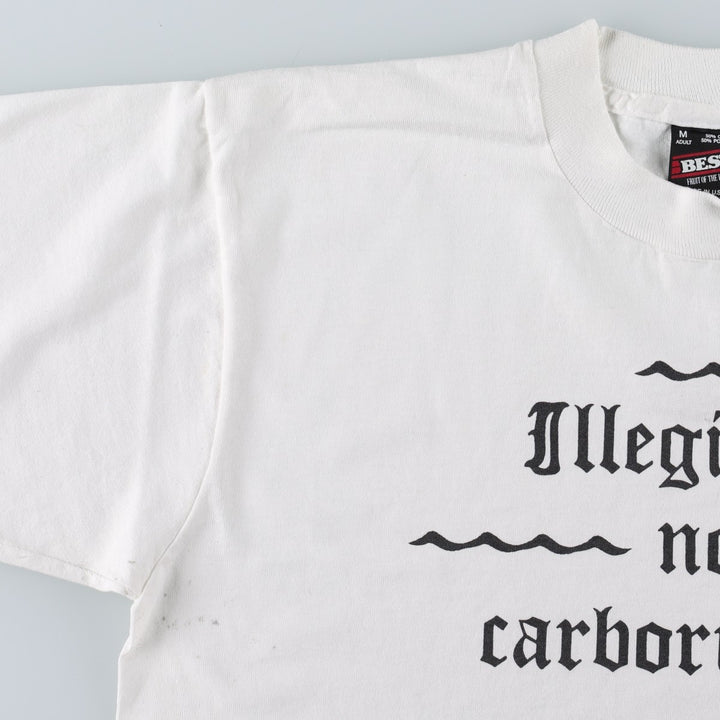 90'S Fruit of the Loom Best Print T-Shirt, Made in USA, Men's Size M (approx.), Vintage cotton white type Vintage Second Hand