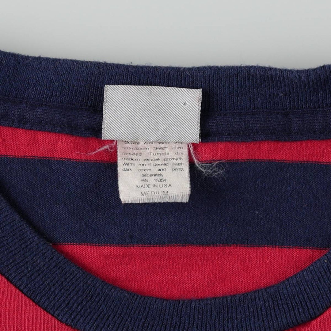 ~90'S Palmettos Striped Pocket T-Shirt, Made in USA, Men's Size M (Equivalent), Vintage unclear red type Vintage Second Hand