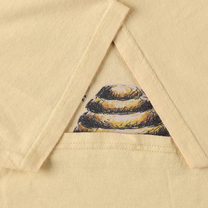 2000'S Anvil bee print T-shirt, made in USA, men's size L equivalent. cotton yellow type Vintage Second Hand