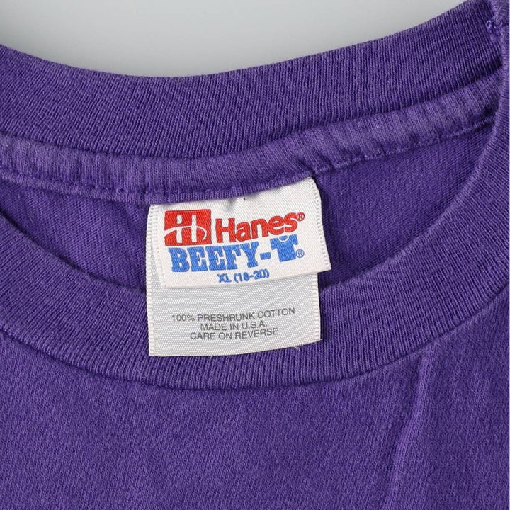 90'S Hanes BEEFY-T Printed T-shirt Made in USA Men's XL Vintage cotton purple type Vintage Second Hand