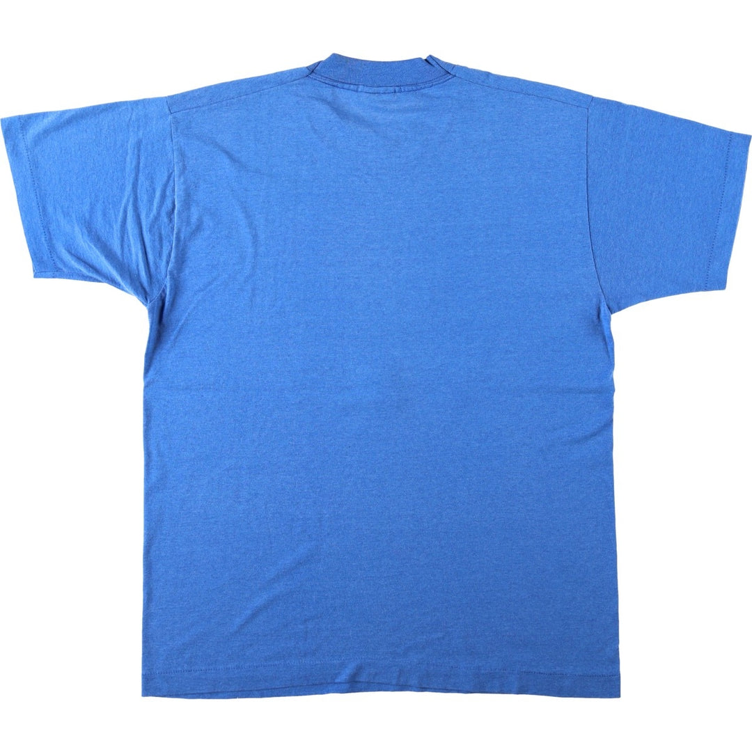90'S Fruit of the Loom Best Printed T-shirt, Made in USA, Men's L size, Vintage cotton blue type Vintage Second Hand