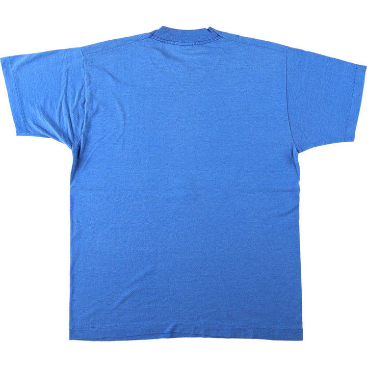 90'S Fruit of the Loom Best Printed T-shirt, Made in USA, Men's L size, Vintage cotton blue type Vintage Second Hand
