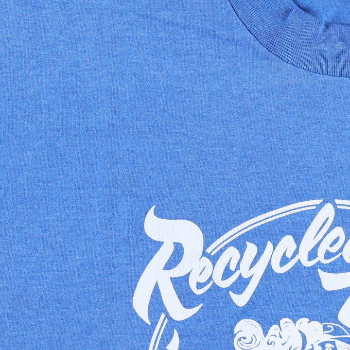 90'S Fruit of the Loom Best Printed T-shirt, Made in USA, Men's L size, Vintage cotton blue type Vintage Second Hand