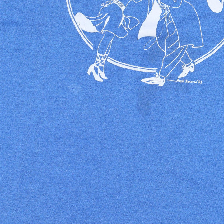 90'S Fruit of the Loom Best Printed T-shirt, Made in USA, Men's L size, Vintage cotton blue type Vintage Second Hand