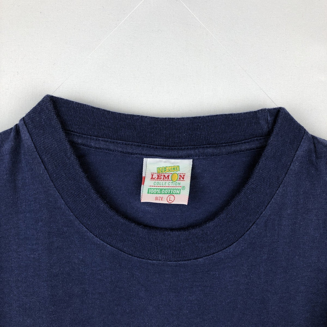 90'S LEMON COLLECTION Print T-Shirt, Men's Size L (approx.), Vintage cotton navy blue type Vintage Second Hand