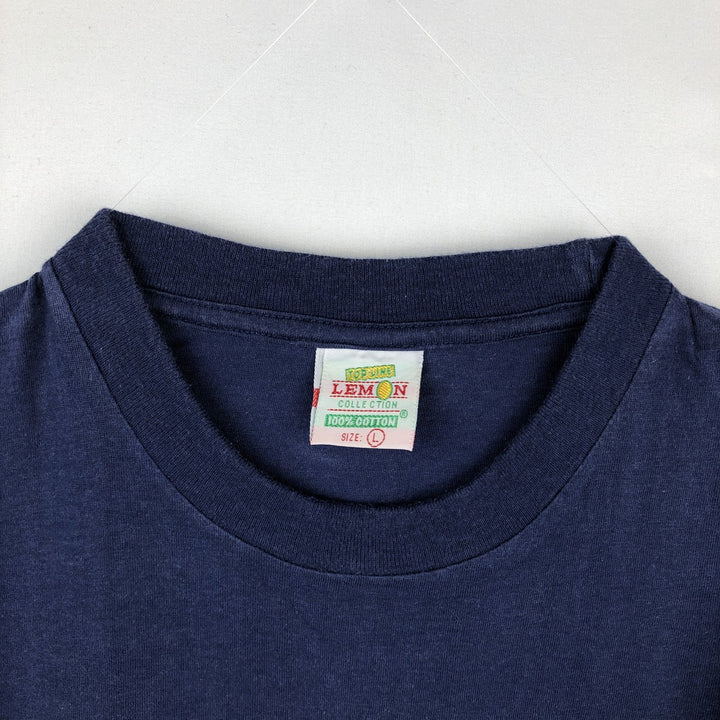 90'S LEMON COLLECTION Print T-Shirt, Men's Size L (approx.), Vintage cotton navy blue type Vintage Second Hand