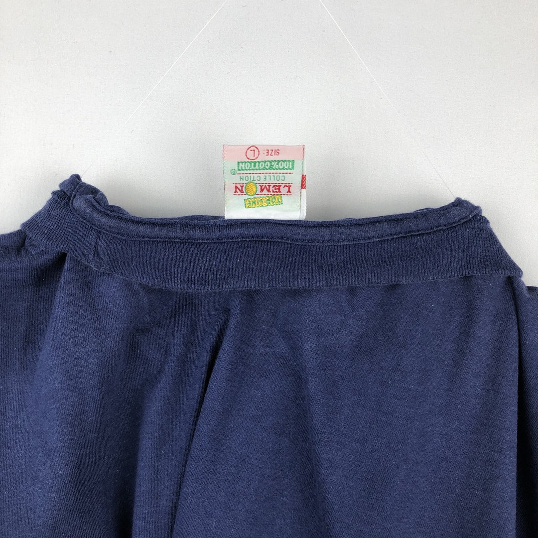 90'S LEMON COLLECTION Print T-Shirt, Men's Size L (approx.), Vintage cotton navy blue type Vintage Second Hand
