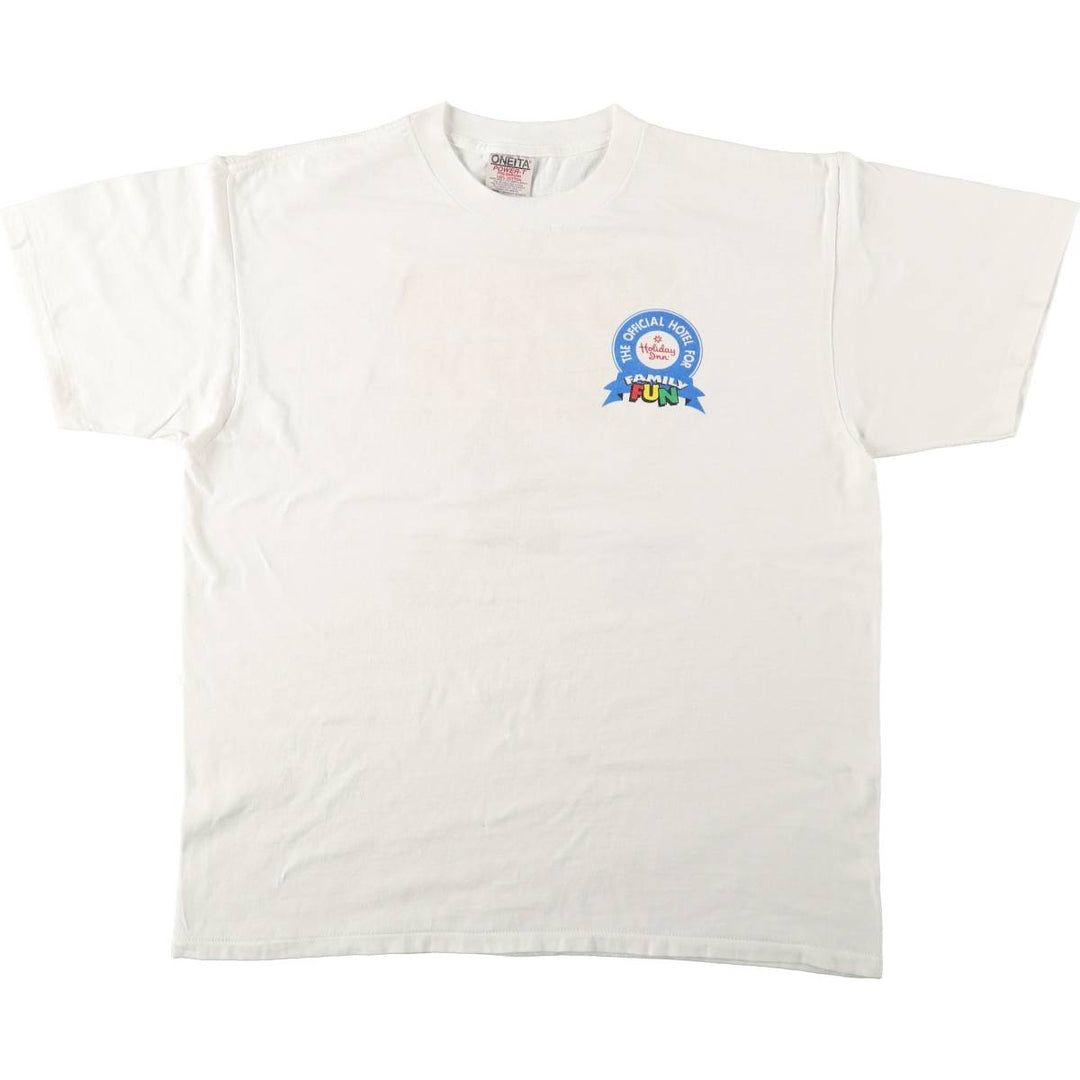 90'S ONEITA POWER-T Printed T-shirt Made in USA Men's XL Vintage cotton white type Vintage Second Hand