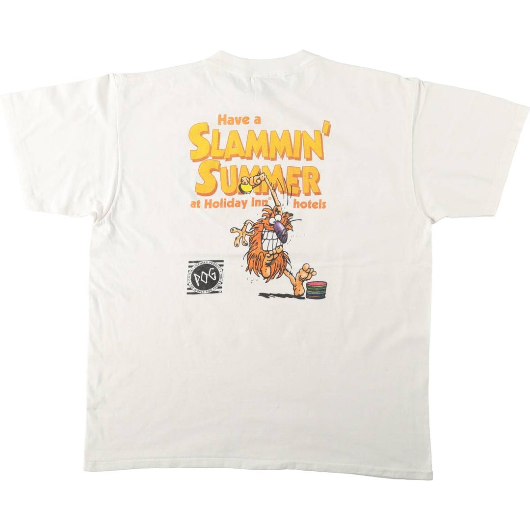 90'S ONEITA POWER-T Printed T-shirt Made in USA Men's XL Vintage cotton white type Vintage Second Hand
