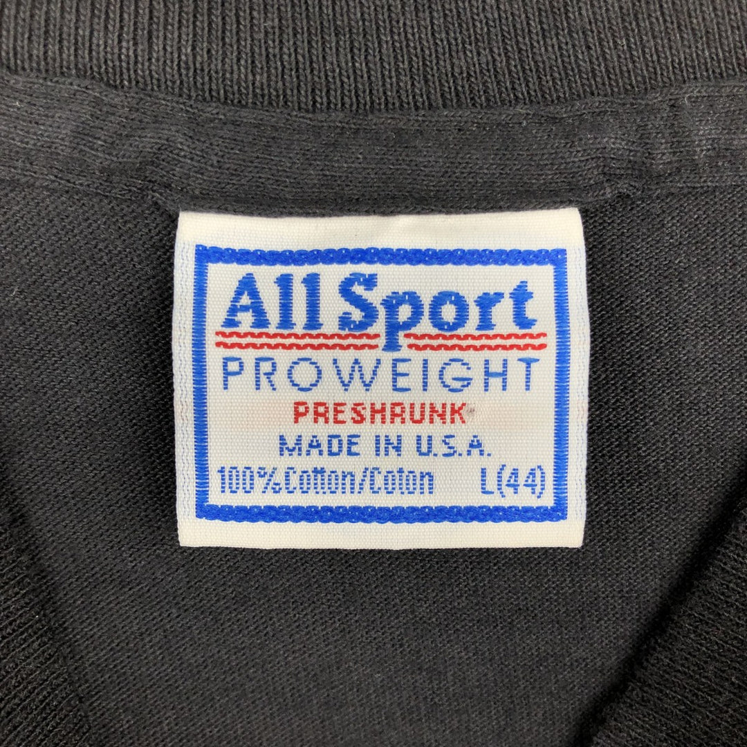 90'S All Sport PRO WEIGHT ORGAN DONOR Print T-Shirt, Made in USA, Men's Size L (Equivalent), Vintage cotton black type Vintage Second Hand