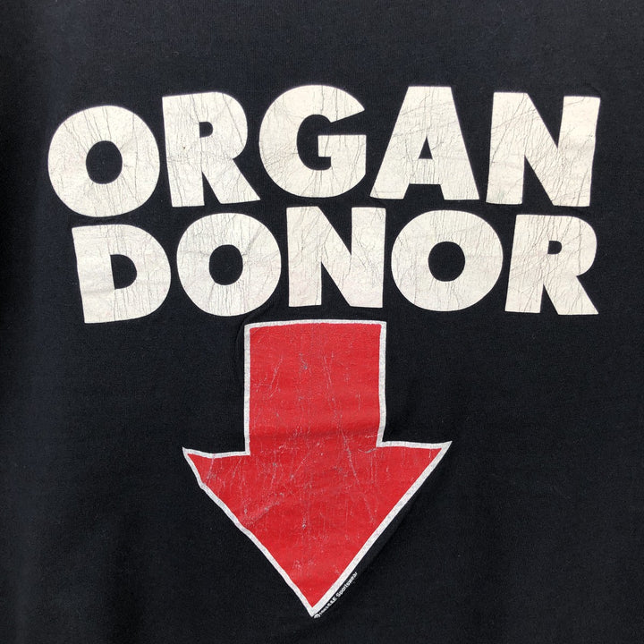 90'S All Sport PRO WEIGHT ORGAN DONOR Print T-Shirt, Made in USA, Men's Size L (Equivalent), Vintage cotton black type Vintage Second Hand