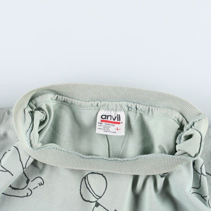 90'S Anvil Dog Print T-Shirt, Made in USA, Men's Size L (Equivalent), Vintage cotton Mint green Vintage Second Hand