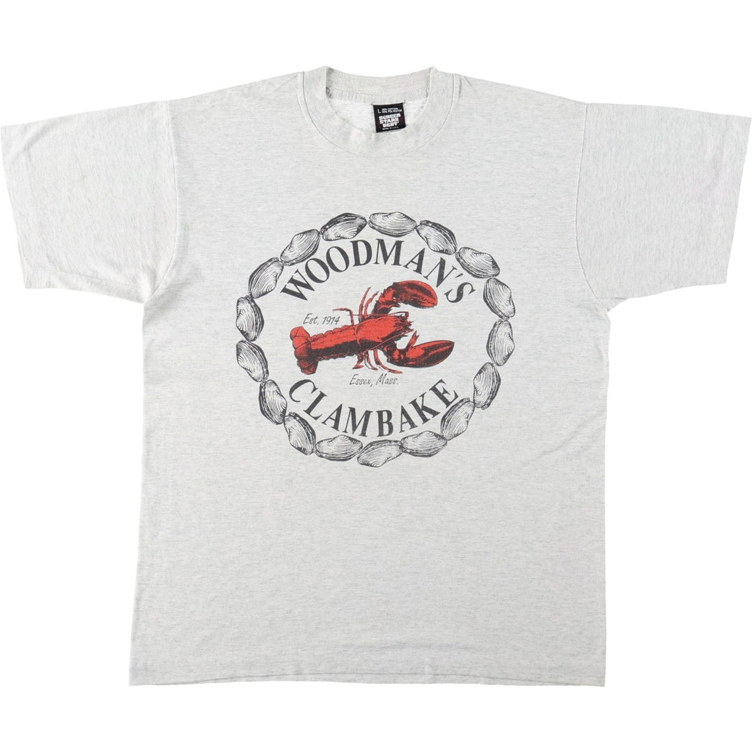 90'S Screen Stars Best Printed T-shirt Made in USA Men's L Vintage cotton pale white type Vintage Second Hand