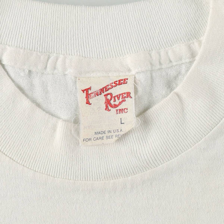 ~90'S Tennessee River Print T-Shirt, Made in USA, Men's Size L (approx.), Vintage polyester white type Vintage Second Hand
