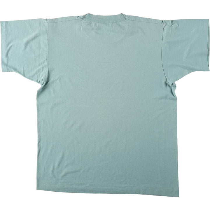 90'S Fruit of the Loom Best Printed T-shirt, Made in USA, Men's L size, Vintage cotton Khaki type sage green Vintage Second Hand