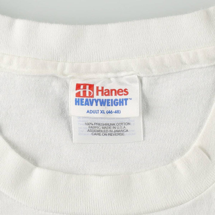 90'S Hanes Heavyweight Embroidered T-Shirt, Made in USA, Men's XL equivalent, Vintage cotton white type Vintage Second Hand