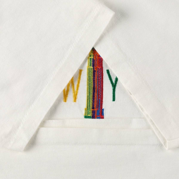 90'S Hanes Heavyweight Embroidered T-Shirt, Made in USA, Men's XL equivalent, Vintage cotton white type Vintage Second Hand