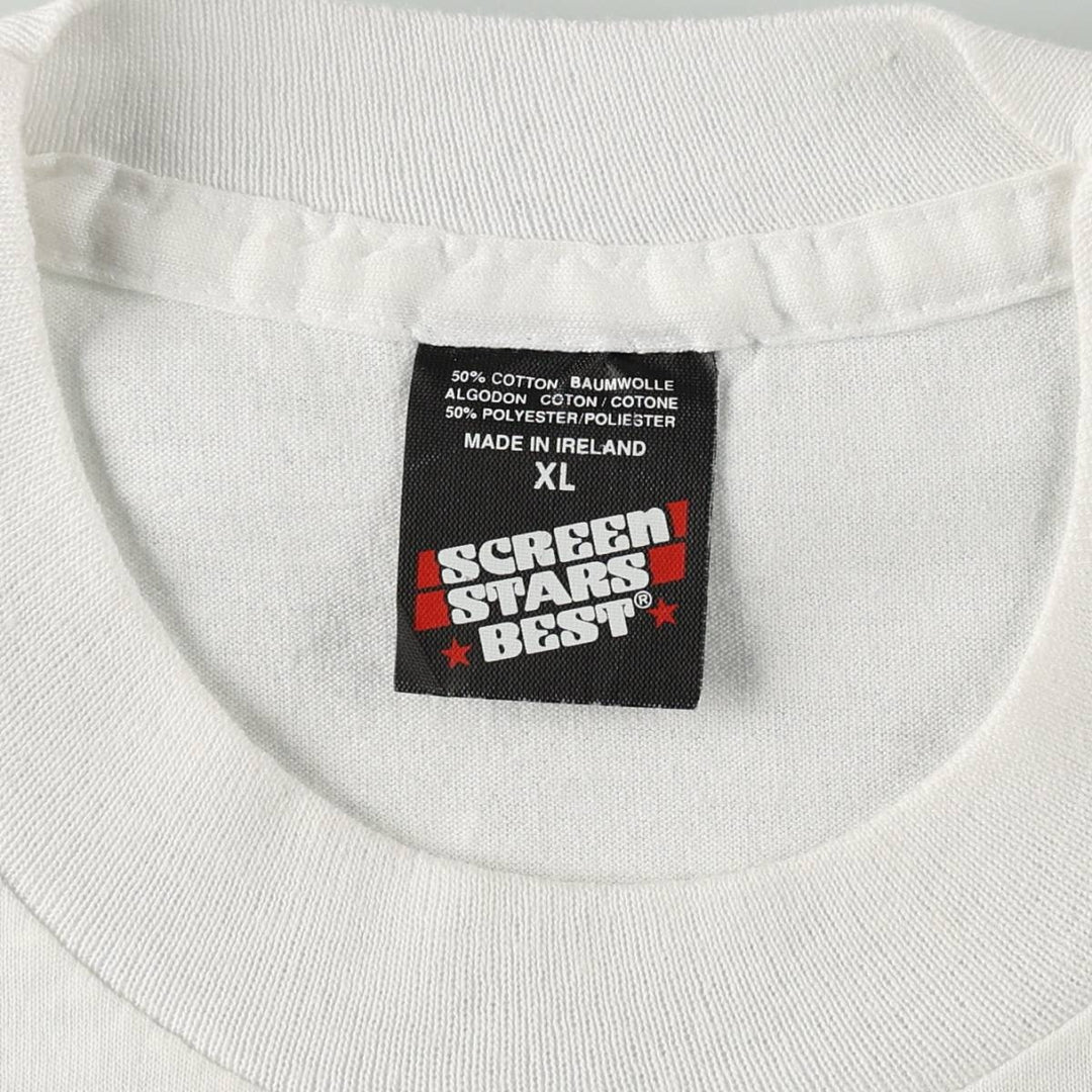 90'S Screen Stars Best Print T-Shirt, Men's XL equivalent, Vintage cotton white type Vintage Second Hand