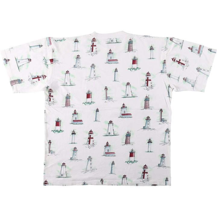 90s-00'S Quality Goods all-over print T-shirt, made in Canada, men's size XL. cotton white type Vintage Second Hand
