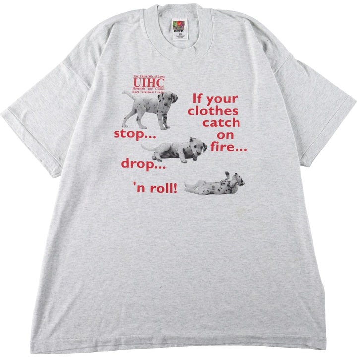 2000'S Fruit of the Loom Best Dog Print Animal T-Shirt, Men's XXL equivalent. cotton gray type Vintage Second Hand