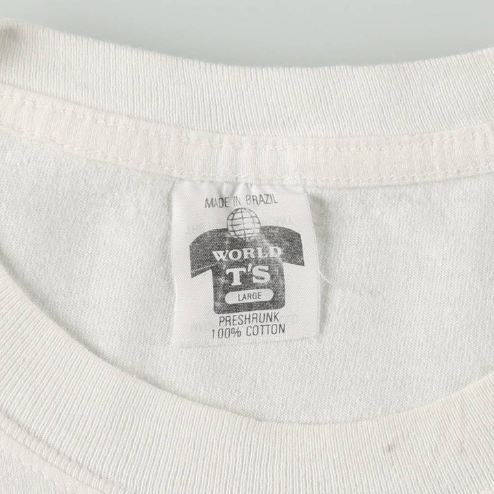 90'S WORLD T'S Art T-shirt, Men's Size L (approx.), Vintage cotton white type Vintage Second Hand