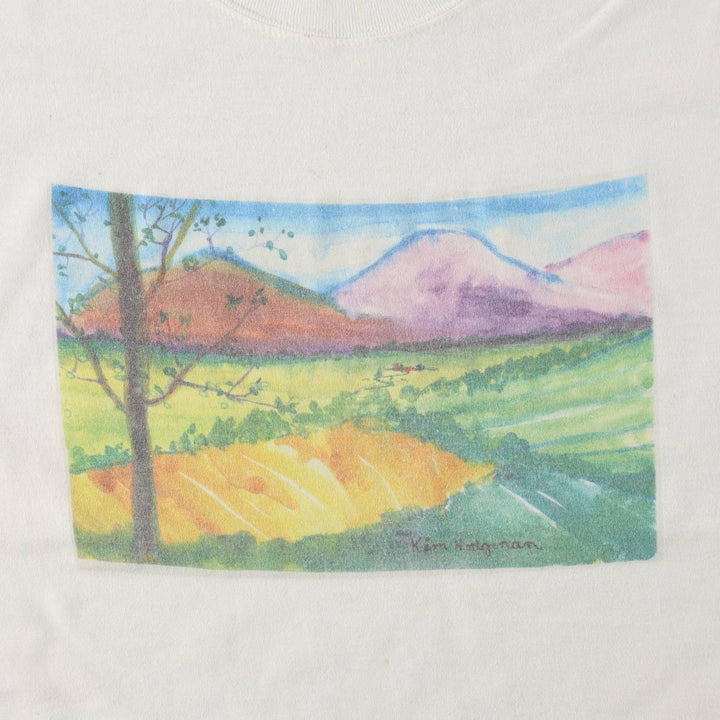 90'S WORLD T'S Art T-shirt, Men's Size L (approx.), Vintage cotton white type Vintage Second Hand