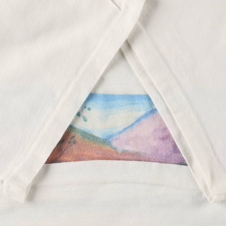 90'S WORLD T'S Art T-shirt, Men's Size L (approx.), Vintage cotton white type Vintage Second Hand