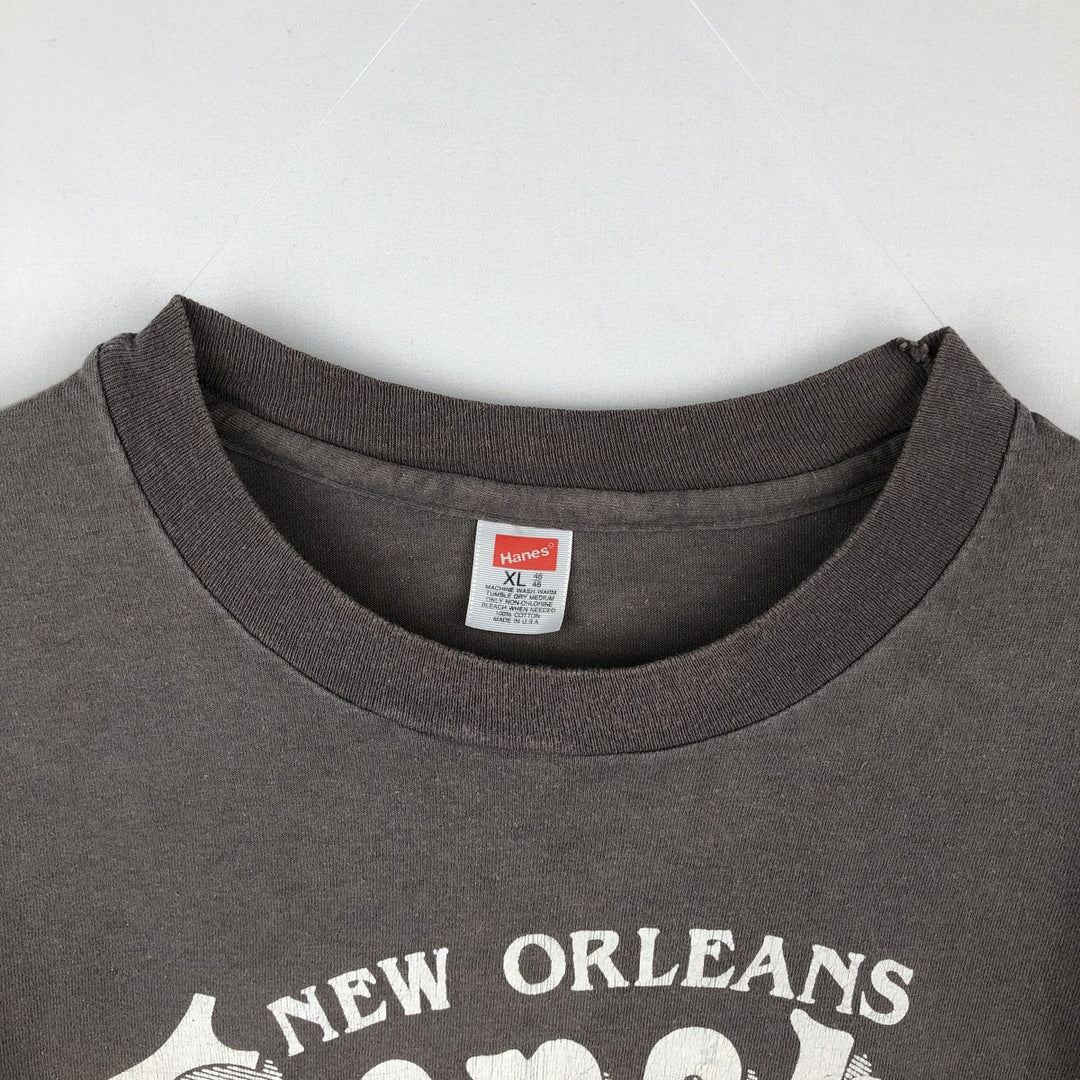 Hanes Print T-Shirt, Made in USA, Men's Size XL (approx.) cotton gray type Vintage Second Hand