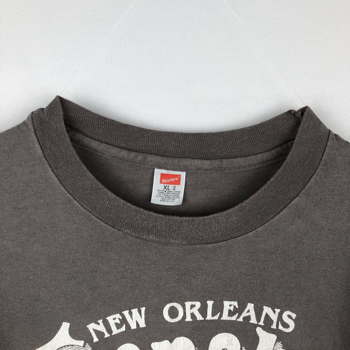 Hanes Print T-Shirt, Made in USA, Men's Size XL (approx.) cotton gray type Vintage Second Hand