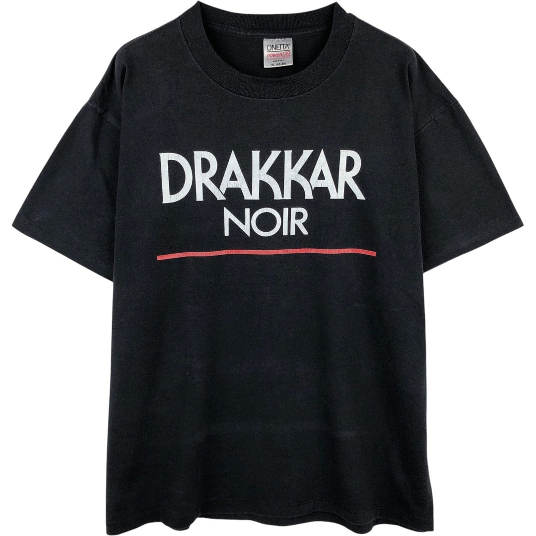 90'S ONEITA DRAKKAR NOIR Advertising T-Shirt, Made in USA, Men's XL equivalent, Vintage cotton black type Vintage Second Hand
