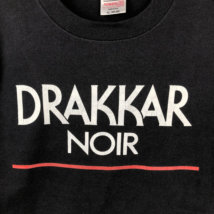 90'S ONEITA DRAKKAR NOIR Advertising T-Shirt, Made in USA, Men's XL equivalent, Vintage cotton black type Vintage Second Hand