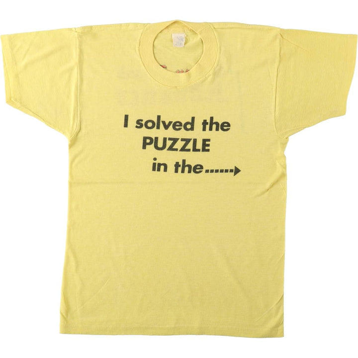 ~90'S Vintage Printed T-shirt, Men's S size unclear yellow type Vintage Second Hand