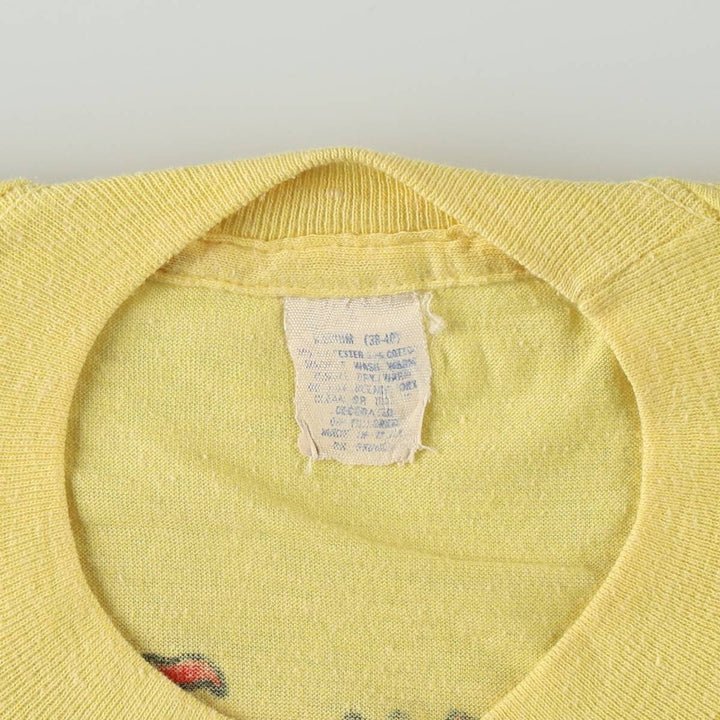 ~90'S Vintage Printed T-shirt, Men's S size unclear yellow type Vintage Second Hand