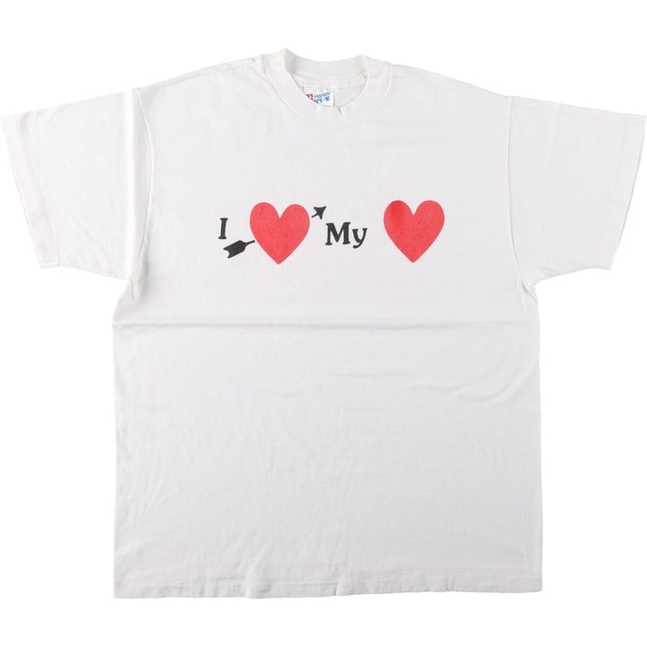 90'S Hanes BEEFY-T Printed T-shirt, Made in USA, Men's L size, Vintage cotton white type Vintage Second Hand