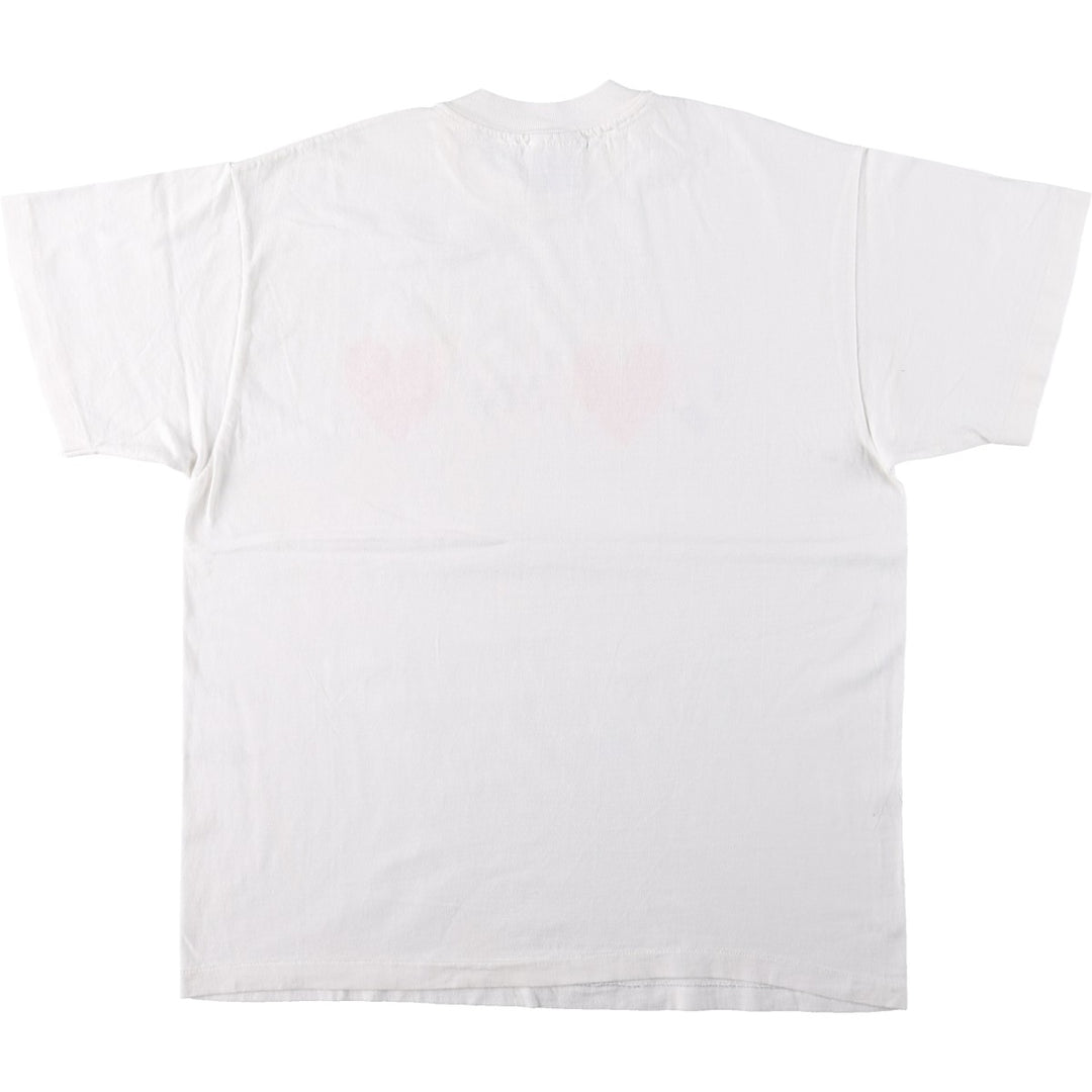 90'S Hanes BEEFY-T Printed T-shirt, Made in USA, Men's L size, Vintage cotton white type Vintage Second Hand