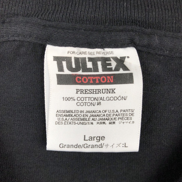 90'S TULTEX floral print T-shirt, men's size L equivalent, vintage. cotton black type Vintage Second Hand