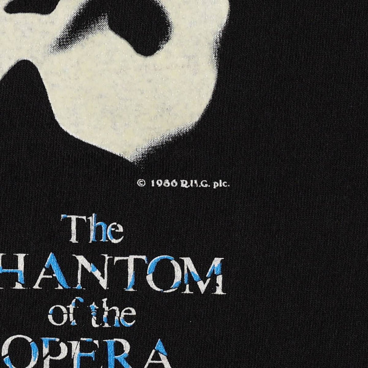 80'S Delta Phantom of the Opera Print T-Shirt, Men's Size L (Equivalent), Vintage cotton black type Vintage Second Hand