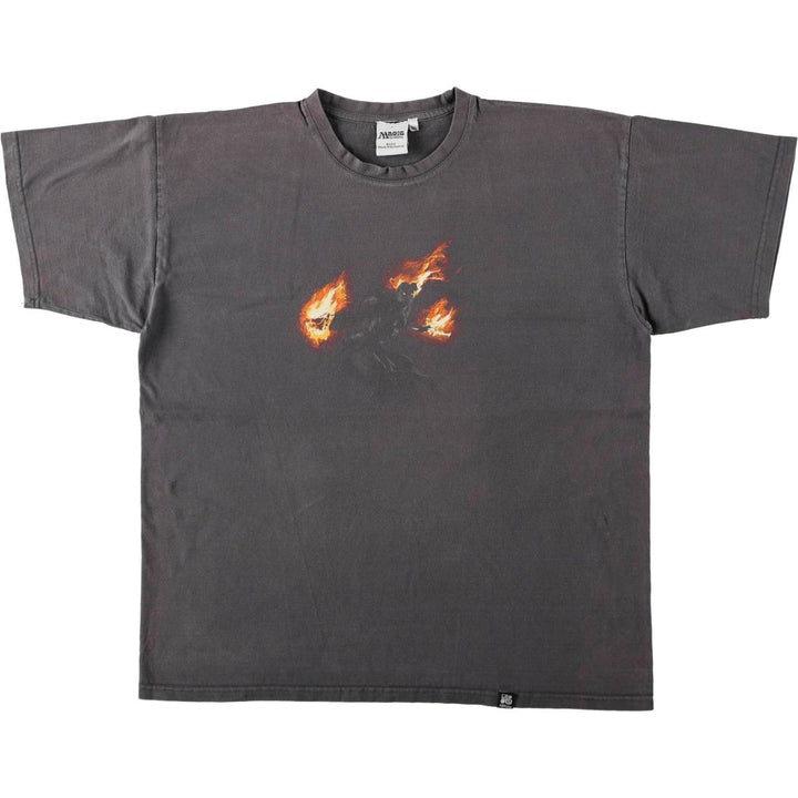 Magic: The Gathering Fire Pattern Print T-Shirt (Men's XL equivalent) cotton Charcoal Vintage Second Hand