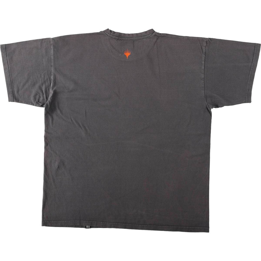 Magic: The Gathering Fire Pattern Print T-Shirt (Men's XL equivalent) cotton Charcoal Vintage Second Hand