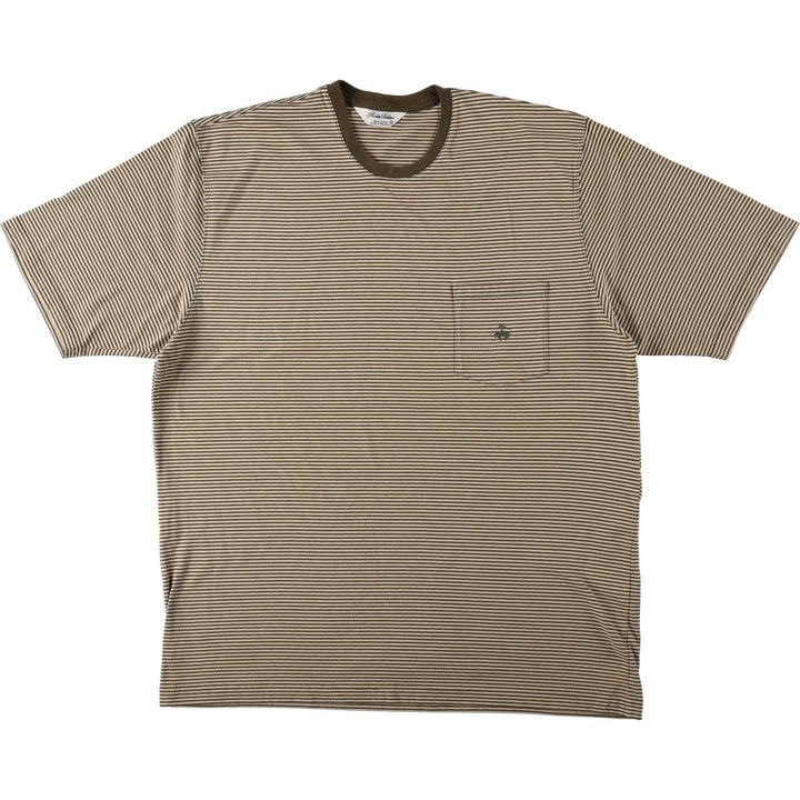 Brooks Brothers Short-Sleeve Striped T-Shirt, Men's Size XL (approx.) cotton Khaki type Vintage Second Hand
