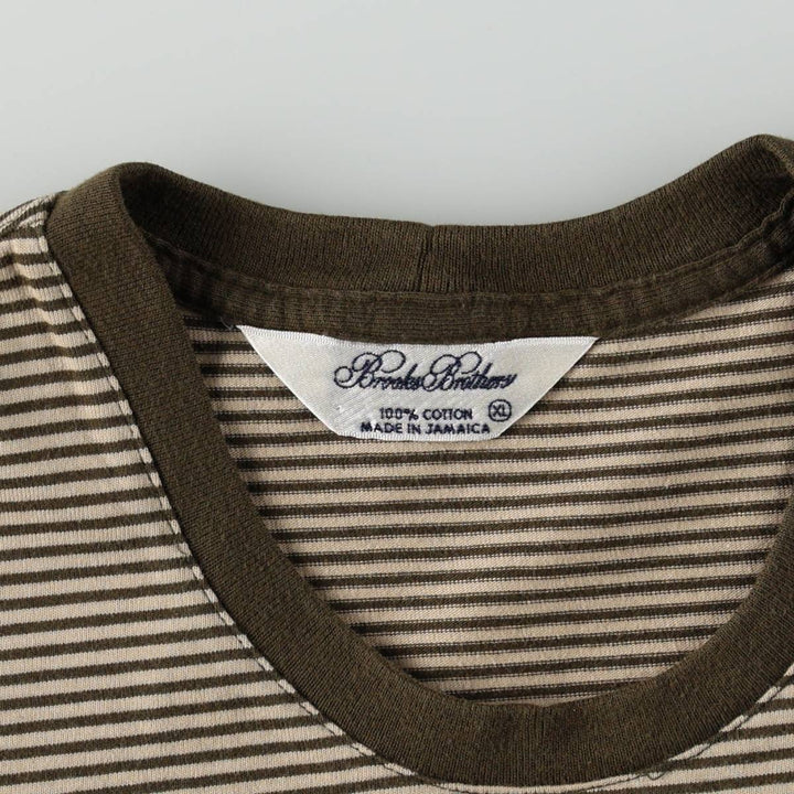 Brooks Brothers Short-Sleeve Striped T-Shirt, Men's Size XL (approx.) cotton Khaki type Vintage Second Hand