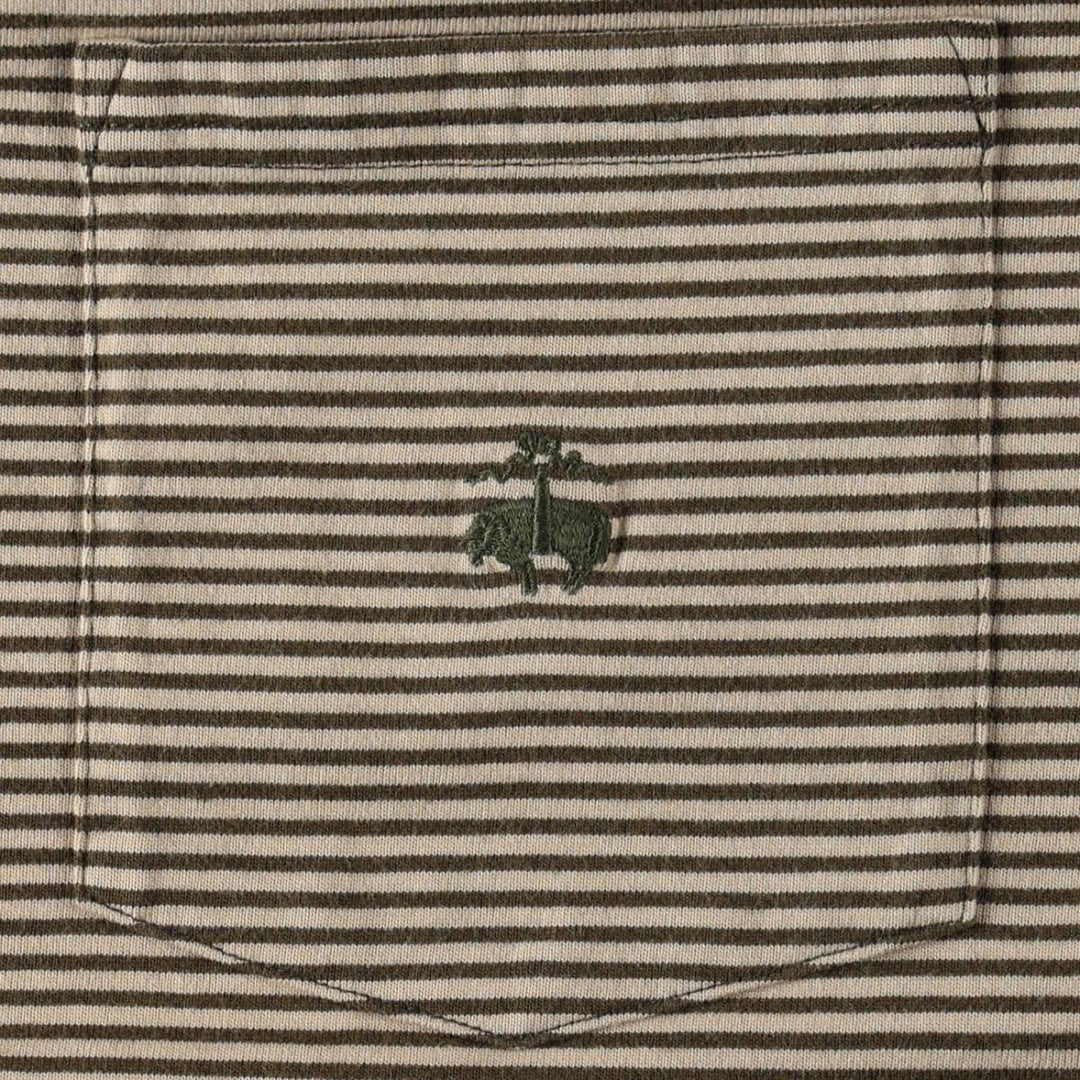 Brooks Brothers Short-Sleeve Striped T-Shirt, Men's Size XL (approx.) cotton Khaki type Vintage Second Hand
