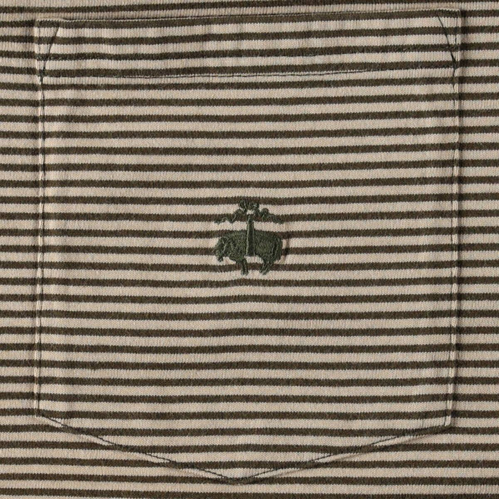 Brooks Brothers Short-Sleeve Striped T-Shirt, Men's Size XL (approx.) cotton Khaki type Vintage Second Hand