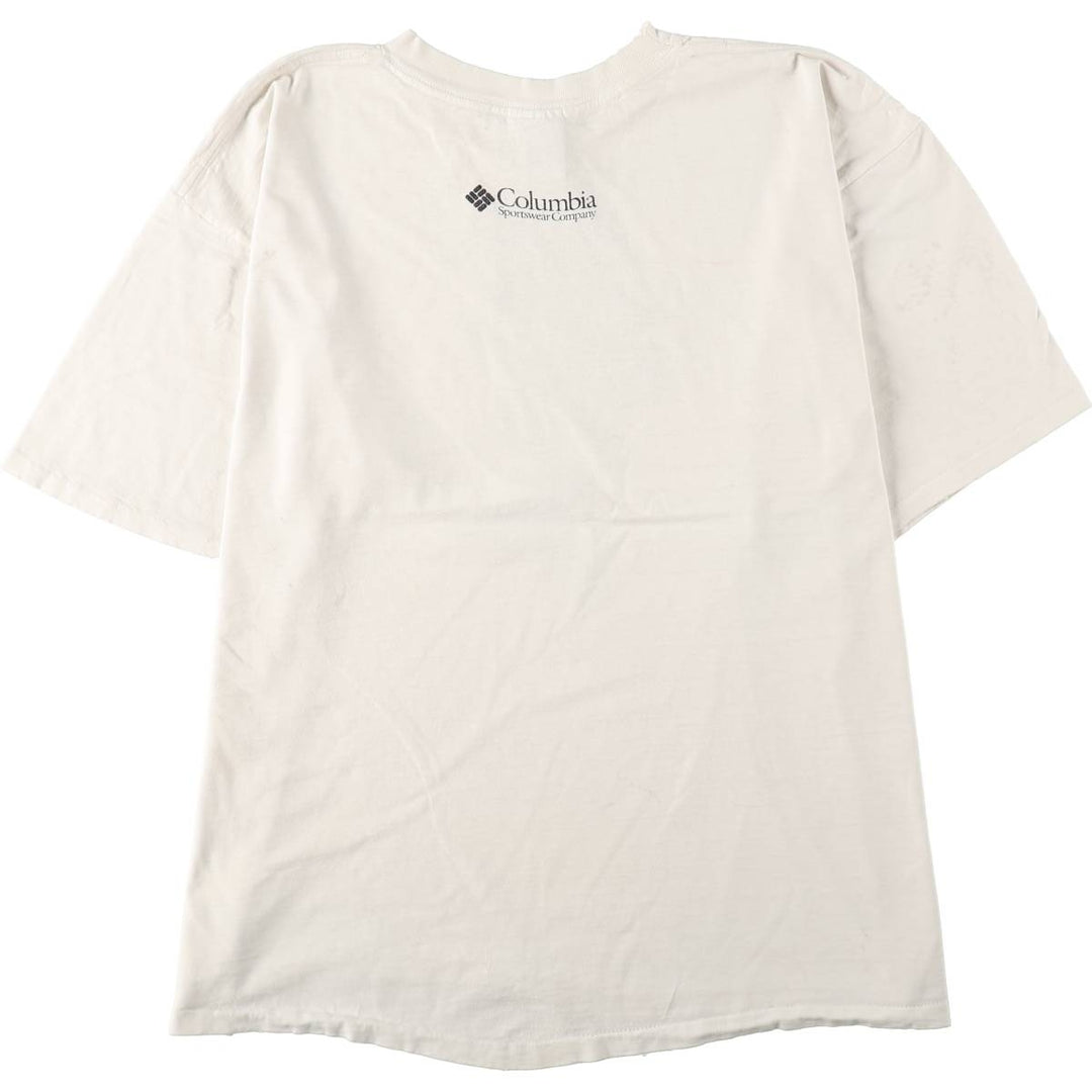 90'S Columbia White Tag Fish Print Short-Sleeve T-Shirt, Made in USA, Men's XXL Equivalent, Vintage cotton white type Vintage Second Hand