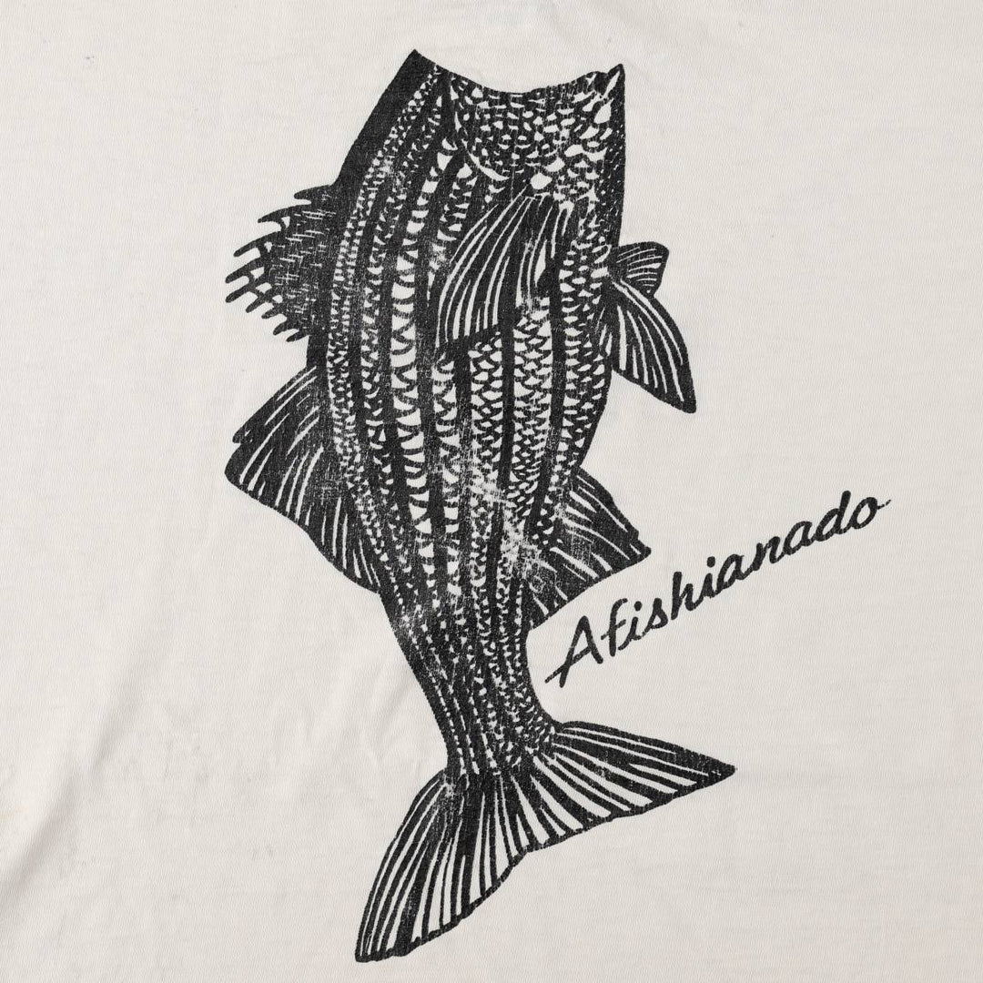 90'S Columbia White Tag Fish Print Short-Sleeve T-Shirt, Made in USA, Men's XXL Equivalent, Vintage cotton white type Vintage Second Hand