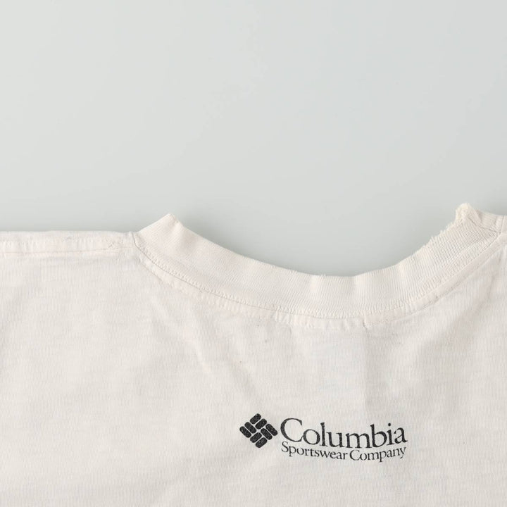 90'S Columbia White Tag Fish Print Short-Sleeve T-Shirt, Made in USA, Men's XXL Equivalent, Vintage cotton white type Vintage Second Hand