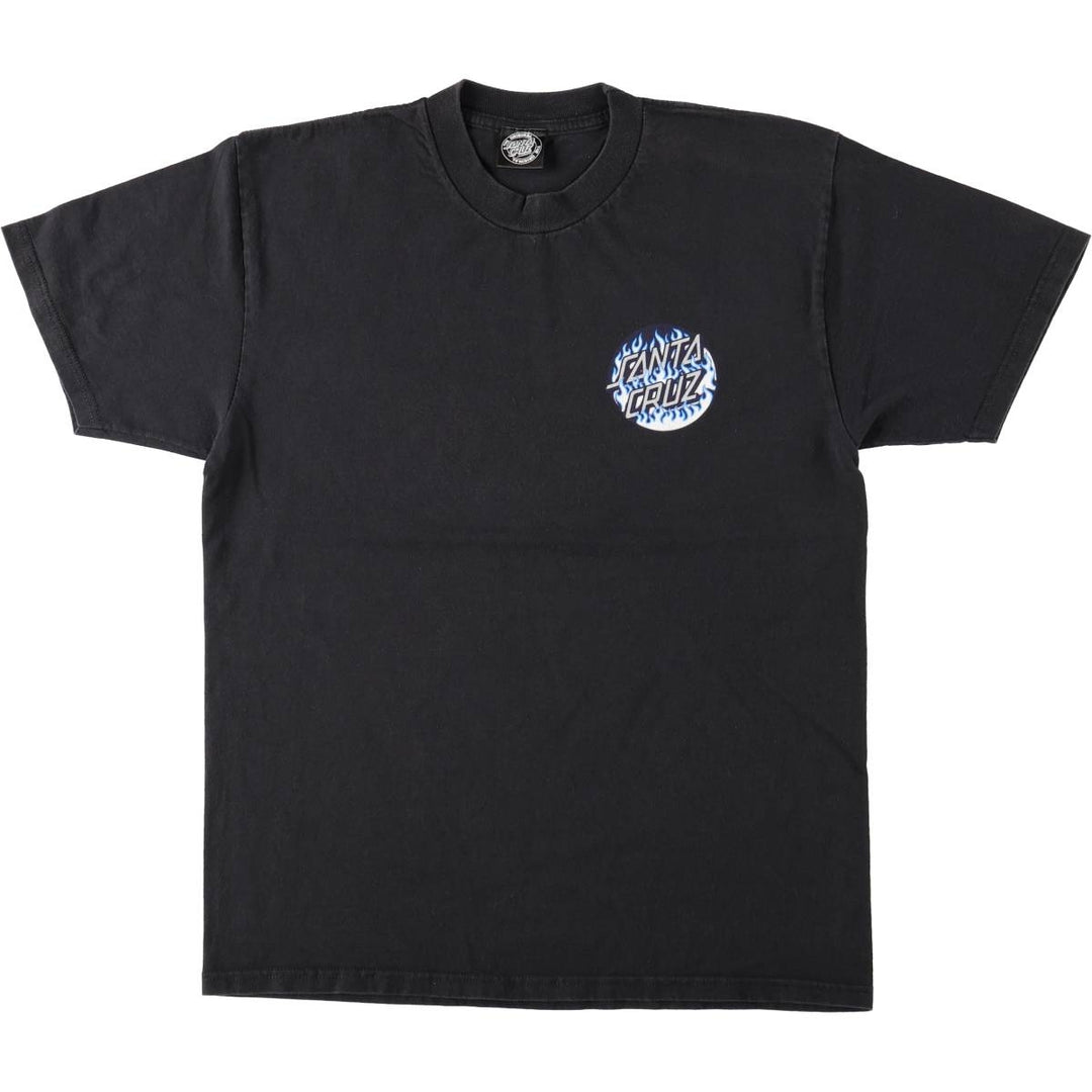 Santa Cruz Fire Pattern Surf Skate T-Shirt (Men's Size S) unclear black type Vintage Second Hand