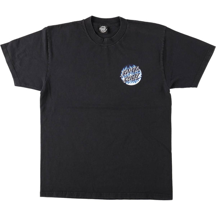 Santa Cruz Fire Pattern Surf Skate T-Shirt (Men's Size S) unclear black type Vintage Second Hand